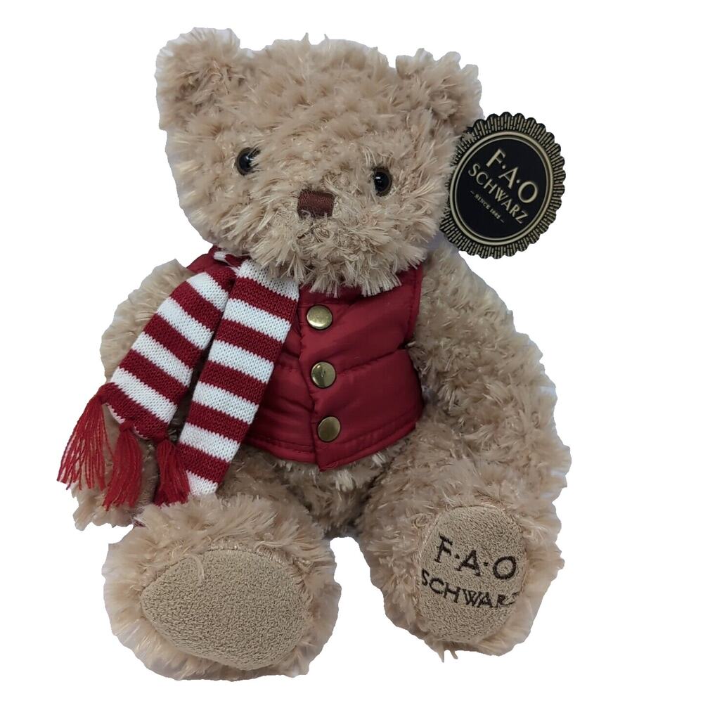 FAO Schwarz Anniversary Teddy Bear Toy Plush Stuffed Animal‎ Plushie Scarf Vest